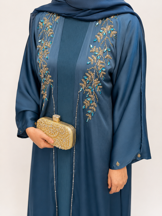 Warqa Teal Abaya